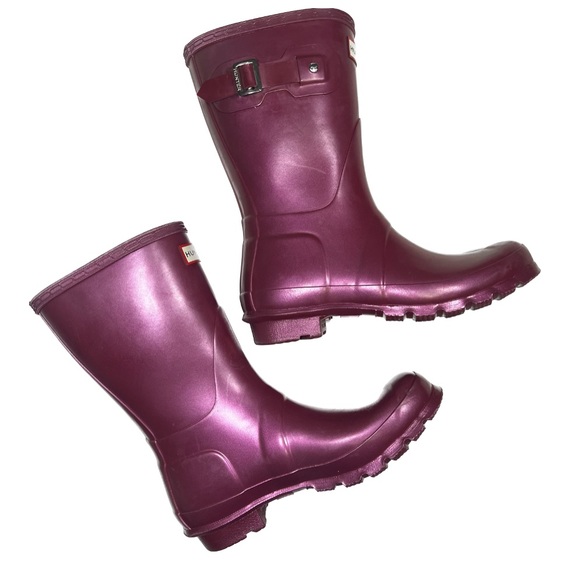 Hunter original short nebula women’s rain boot iridescent hayes burgundy size 7 - Picture 4 of 9